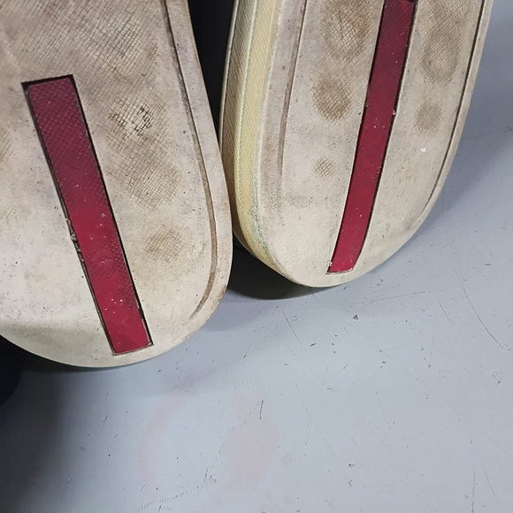 Prada Black and Cream Slip-On Loafers